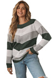 Chevron Color Block Striped Knit Pullover Sweater