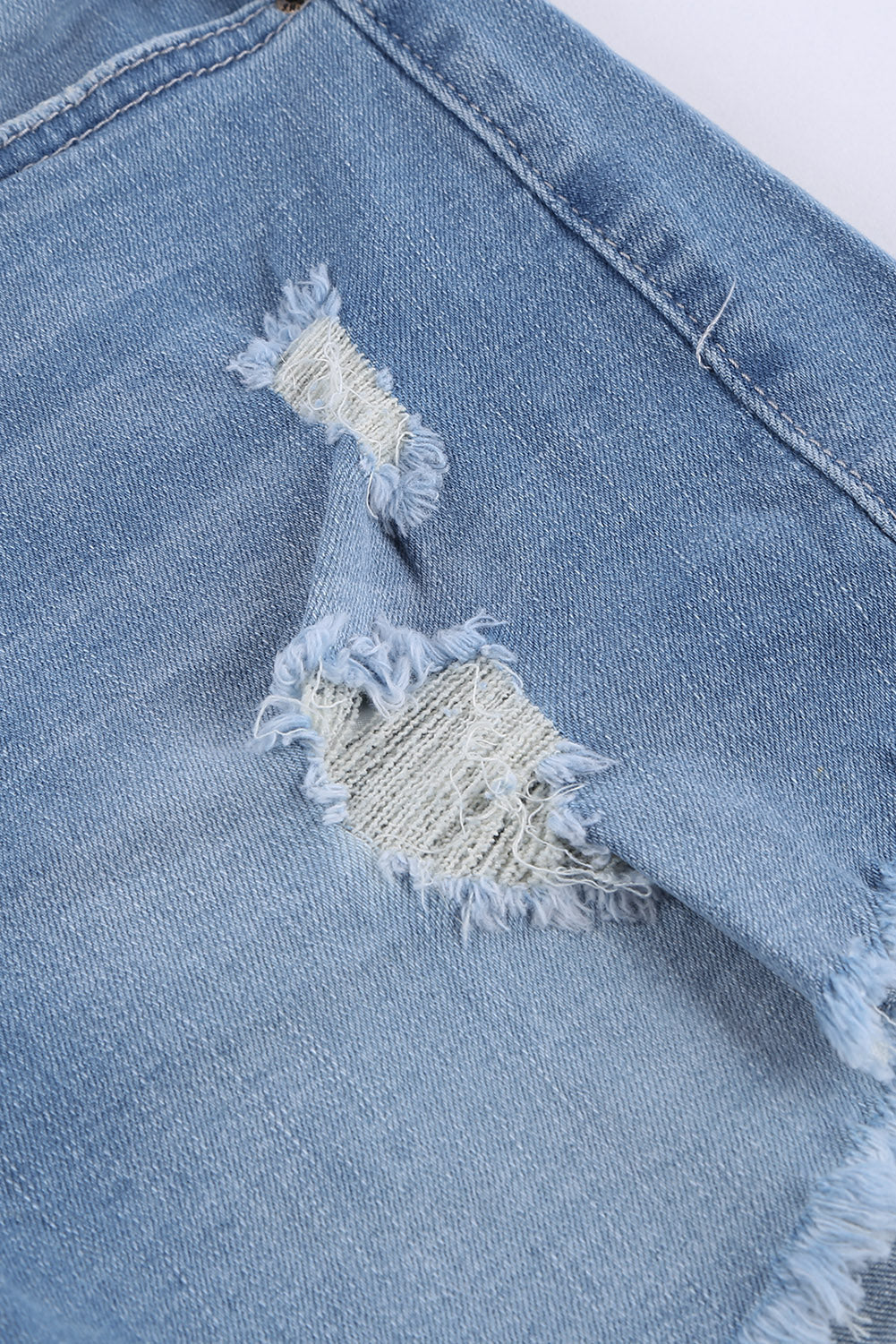 Light Frayed Hem Denim Shorts