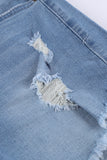 Light Frayed Hem Denim Shorts