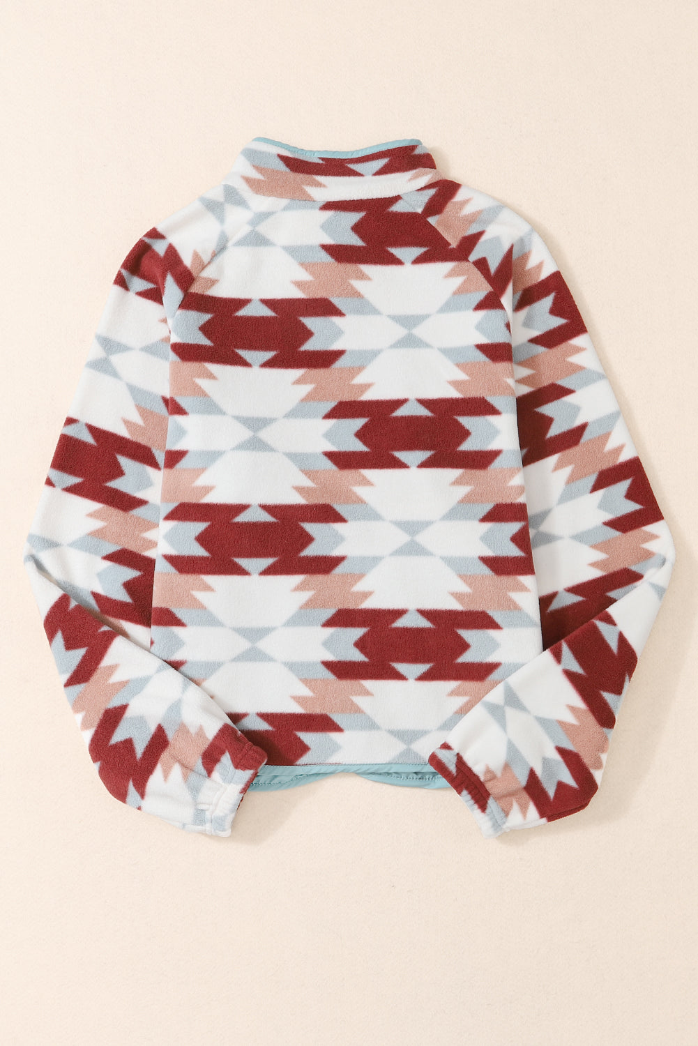 Red Geometric Aztec Pattern Plus Size Fleece Jacket