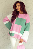 Colorblock Drop Shoulder Bell Sleeve Sweater