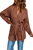 Robe Style Rib Knit Pocketed Cardigan with Belt