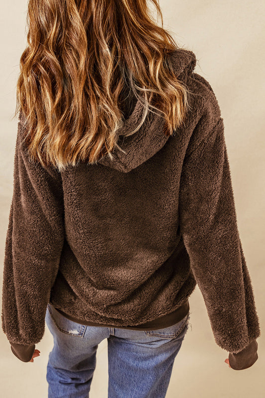 Brown Warm Furry Pullover Hoodie