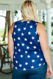 Plus Size Shiny Pocket Flag Star Back Tank Top