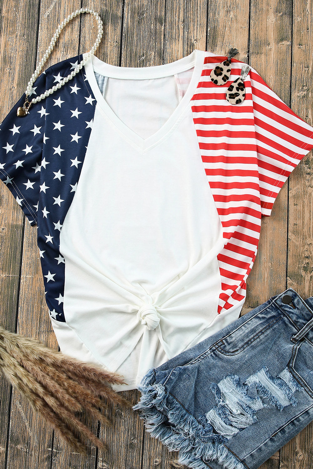 The US Stars and Stripes V Neck Tee