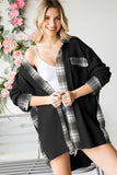 Plaid Patchwork Waffle Thermal Knit Shacket