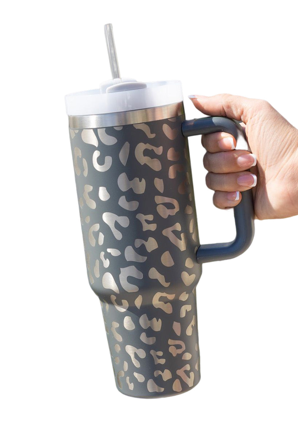 Leopard Print 40OZ Stainless Steel Portable Cup with Handle