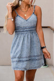 High Waist Backless Spaghetti Straps Denim Dress