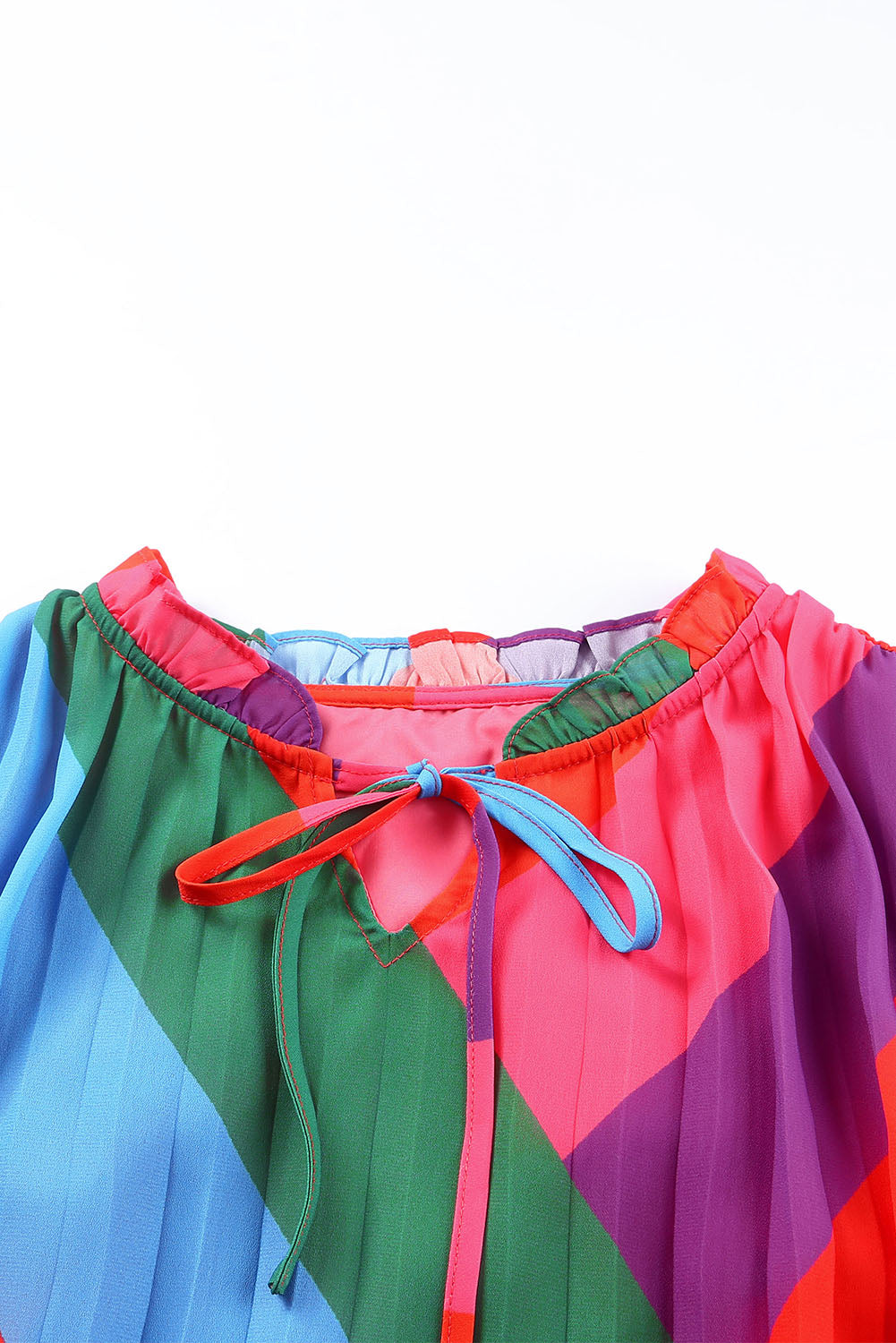 Mini-robe taille haute plissée à lacets multicolores