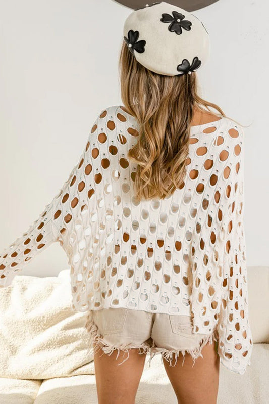 Hollow-out Eyelet Knit Sweater