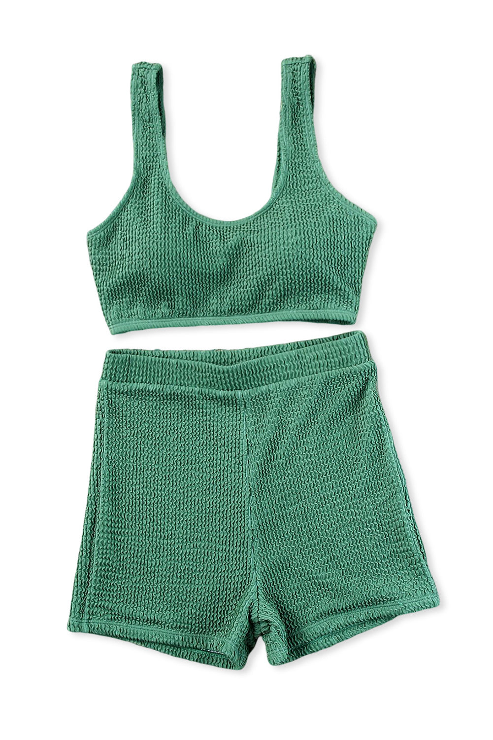 Ensemble soutien-gorge et short de sport texturé vert Active