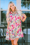 Floral Print Short Sleeve Shirt Dress