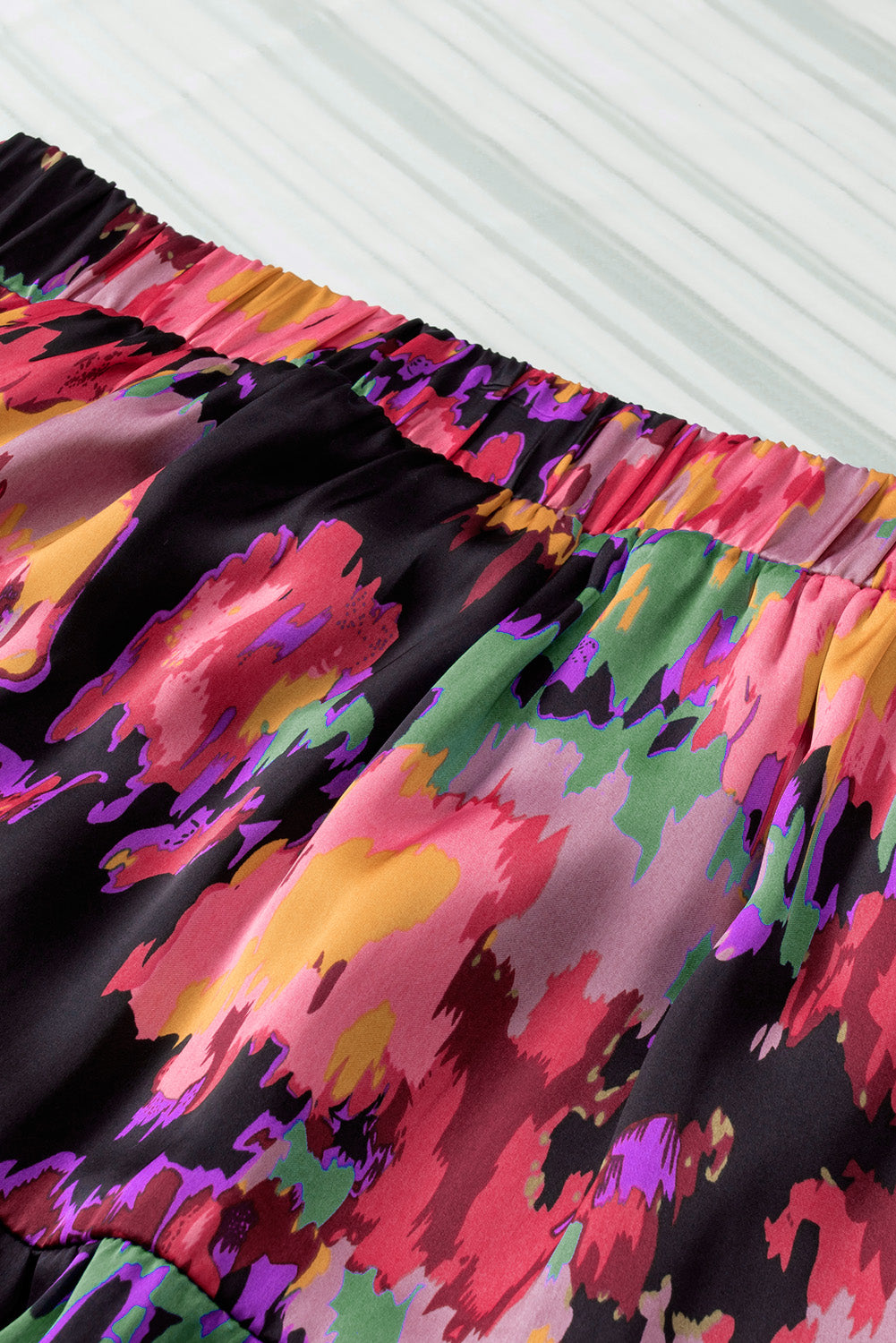 Abstract Floral Print High Waist Maxi Skirt