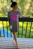 Robe t-shirt décontractée grise LET'S GO GIRLS