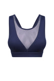 Ensemble de sport taille haute avec haut court en maille bleue