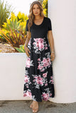 Contrast Floral Empire Waist Maxi Dress