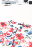 Vintage Floral Print Drawstring Flowy Dress