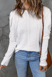 Solid Color Puffy Sleeve Textured Knit Top