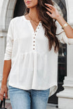 Waffle Knit Half Button Henley Top