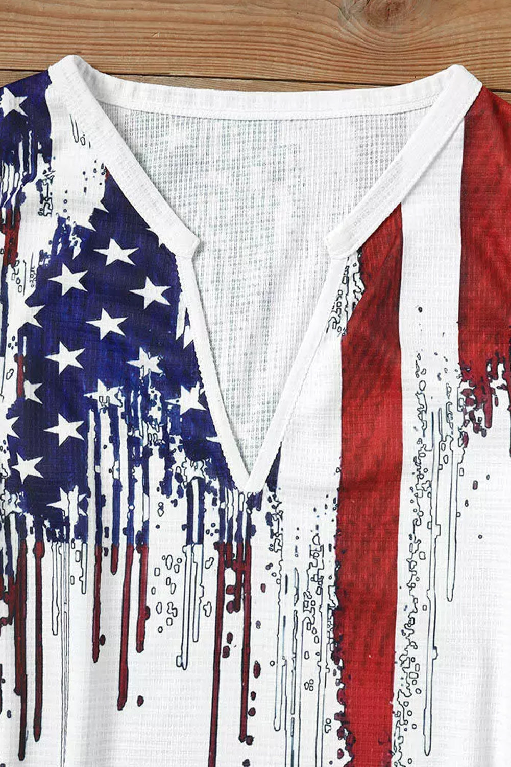 American Flag Designful Print Notch V Neck Tank Top