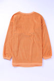 Orange Spooky Season Ghost Print Ribbed Pullover Sweatshirt