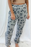 Leopard Print Drawstring High Waist Jogger Pants