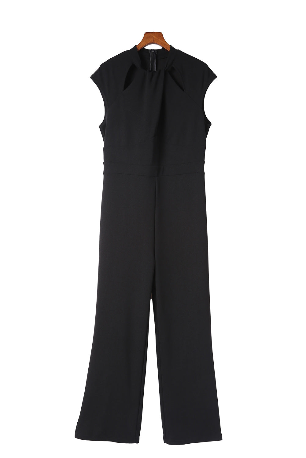 Cut Out Neckline Cap Sleeve High Waist Jumpsuit