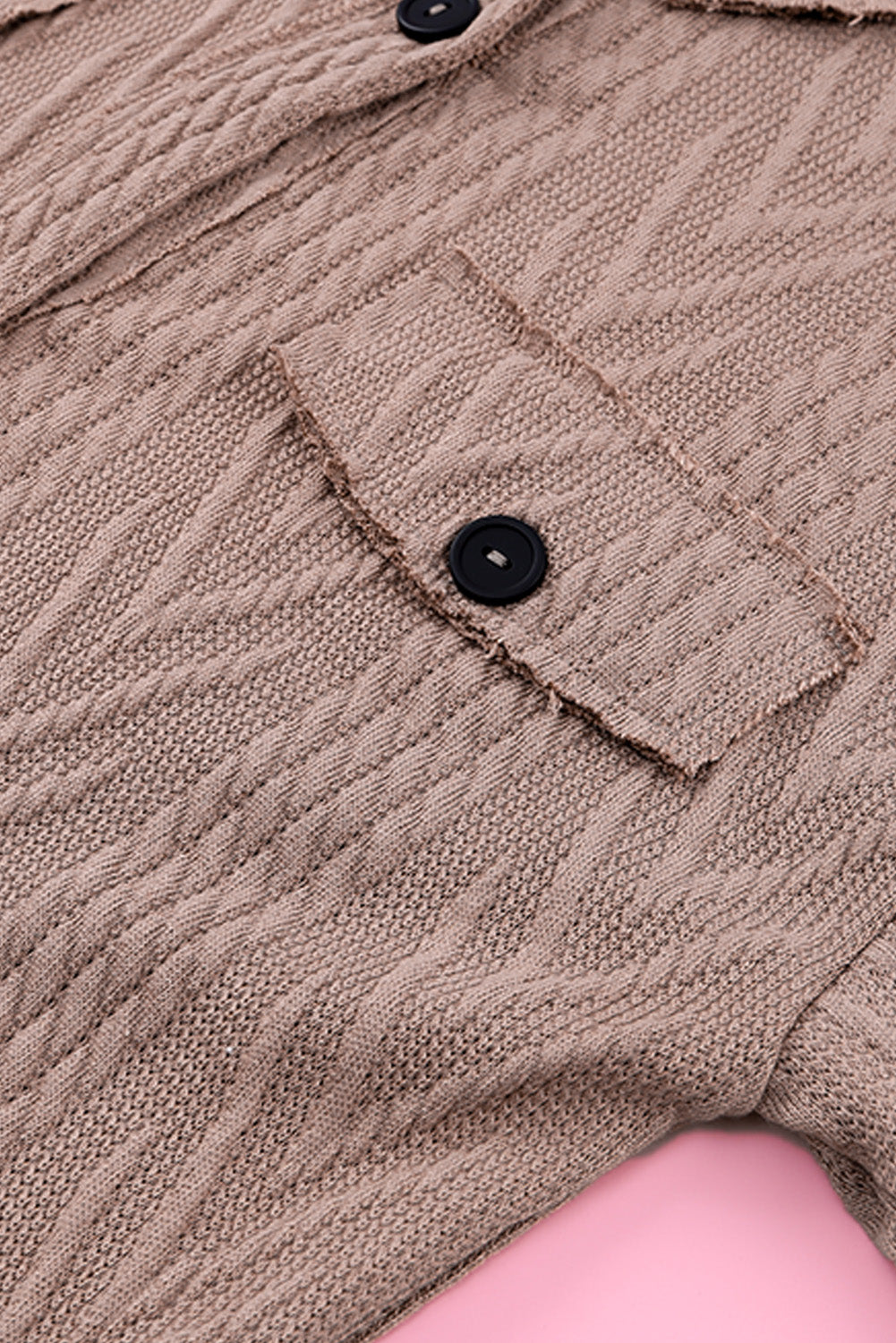 Oversize Textured Knit Button Front Shacket