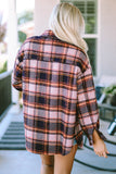 Oversized Flap Pockets Plaid Shacket with Slits