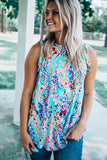 Floral Print Tank Top with Ruffles