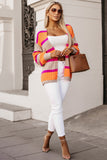 Striped Colorblock Drop Shoulder Slouchy Cardigan