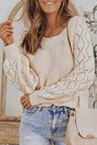 Hollow-out Puffy Sleeve Knit Sweater