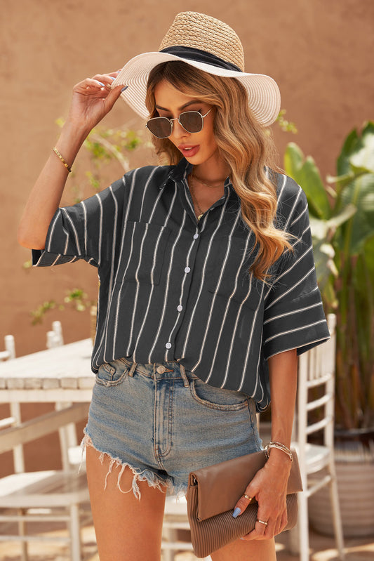 Pocketed Striped Shirt