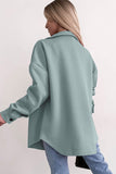 Solid Color Pocketed Button up Long Sleeve Shacket