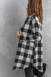 Brown Turn-down Collar Plaid Shirt Coat