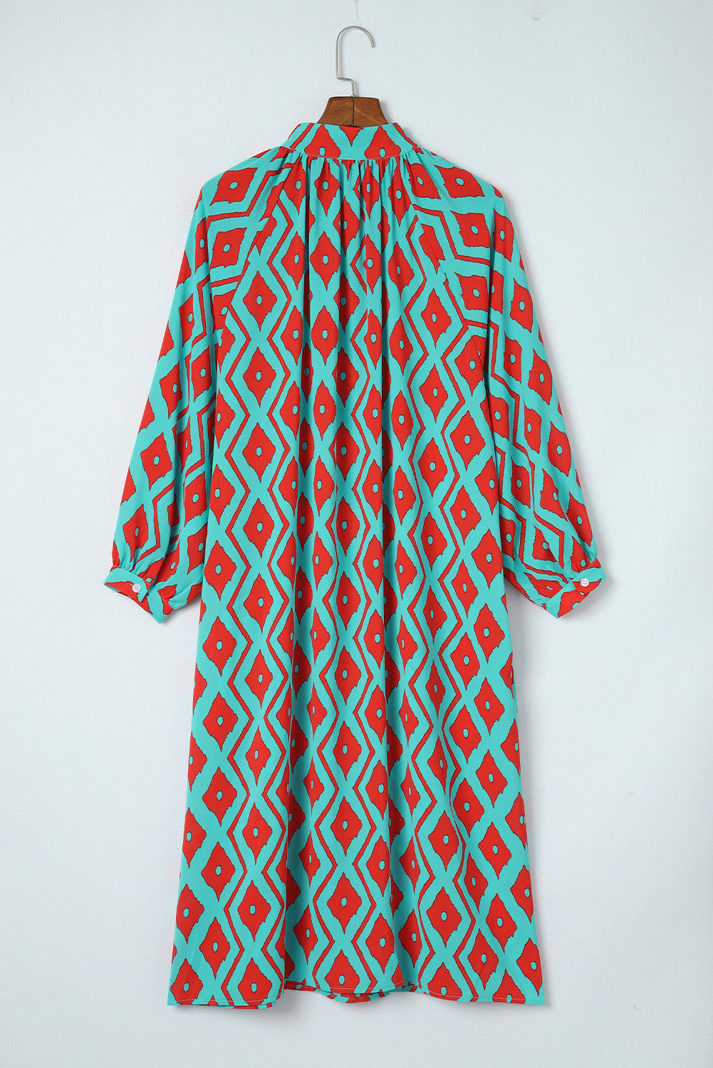 Western Geometric Print Split Buttoned Shirt Dress