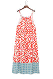 Boho Geometric Print Sleeveless Maxi Dress