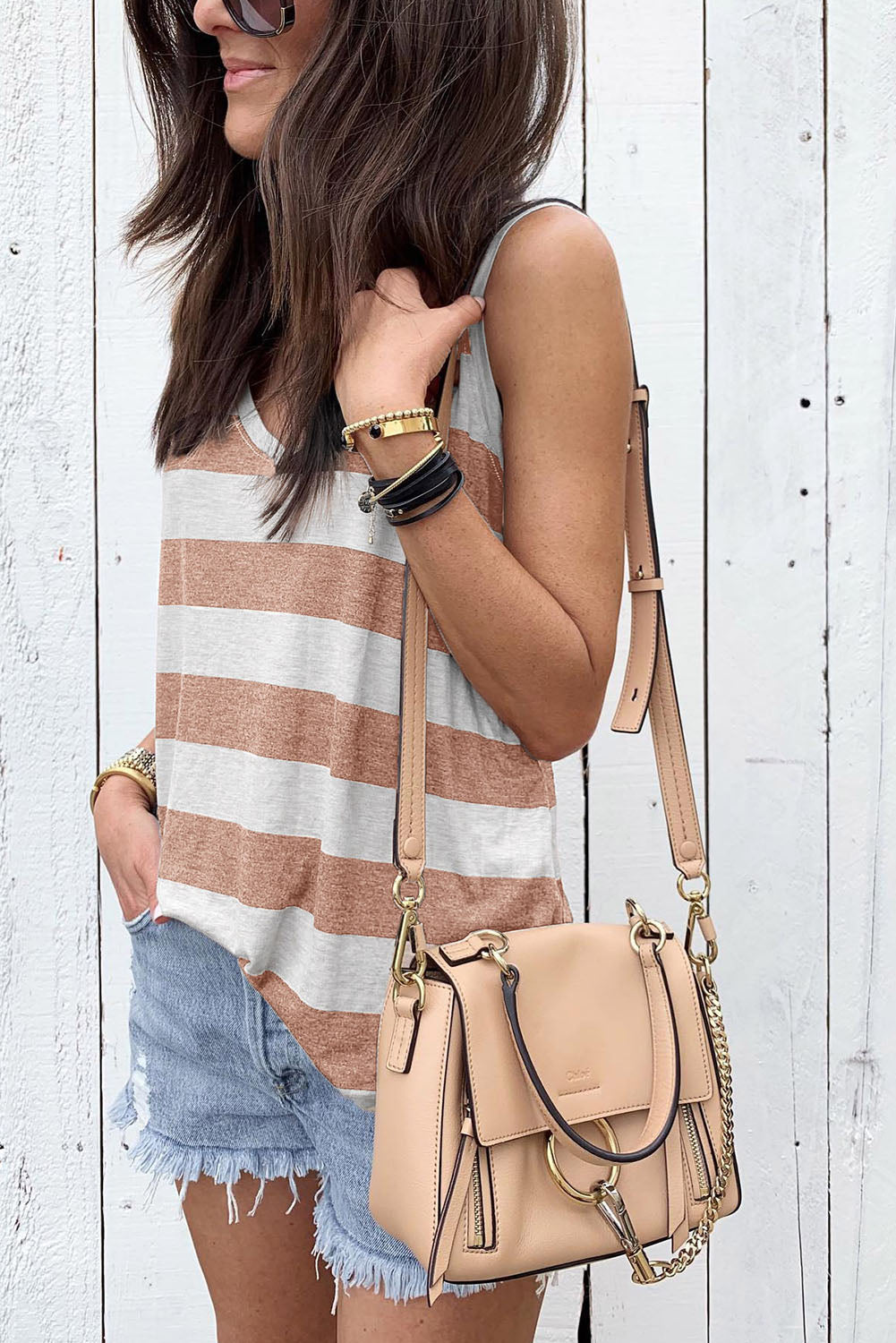 Striped V Neck Tank Top