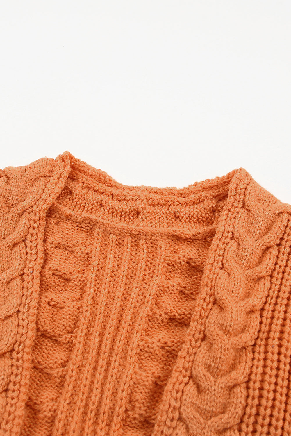 Cardigan orange ouvert sur le devant en grosse maille 