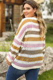 Striped Hollowed Knitted Loose Sweater