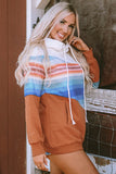 Striped Colorblock Pocketed Hoodie