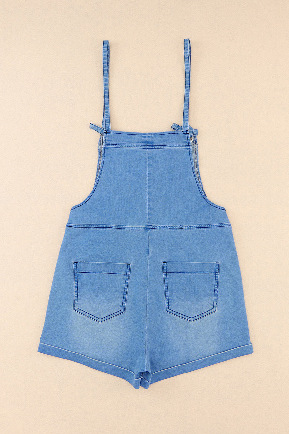 Grommet Tie Straps Casual Denim Romper