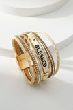 BLESSED Rhinestone Braided Detail Buckle Bracelet