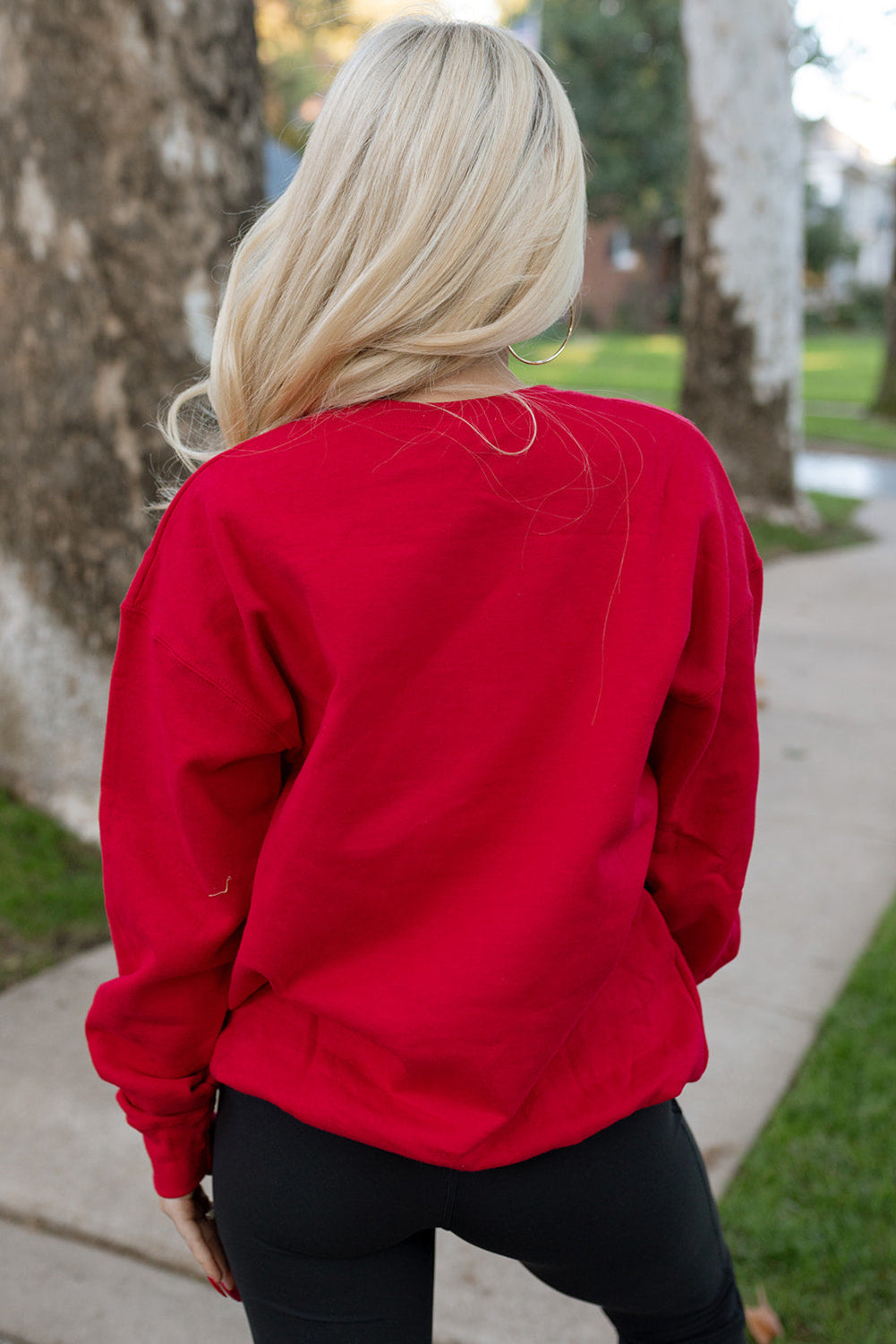 Orange Plain Crew Neck Pullover Sweatshirt