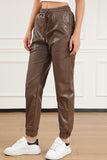 Leather Tie Waist Jogger Pants