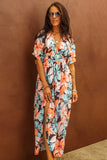 Floral Kimono Long Dress with Slit