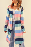 Cardigan long color block imprimé multicolore