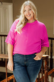 Plus Size Ribbed 3/4 Sleeves Flowy Top