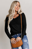 Lace Crochet V Neck Long Sleeve Top