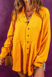 Oversized Crinkled Frayed Hem Tunic Shirt